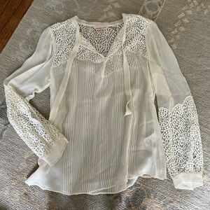 Rebecca Taylor Sheer White Lace Blouse
